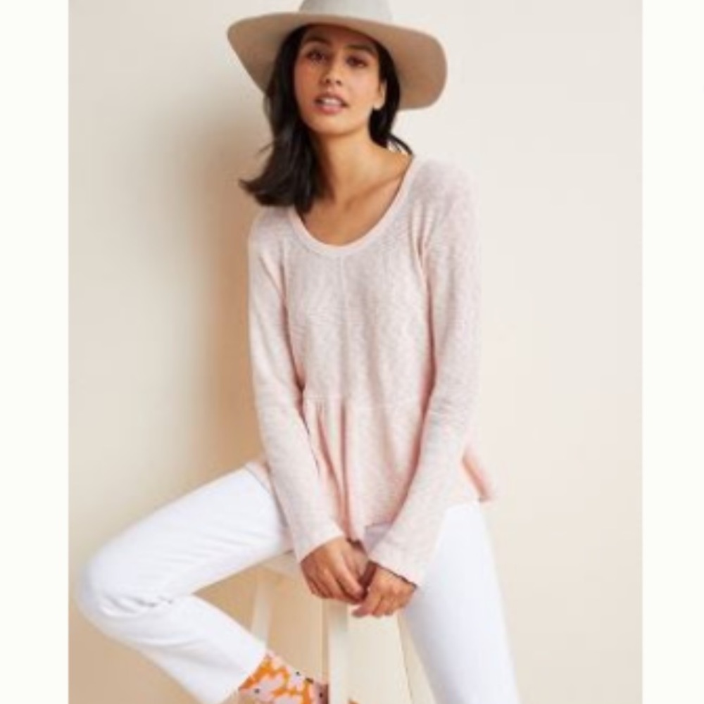 Anthropologie | Asymmetrical Dusty Pink Long Sleeve
